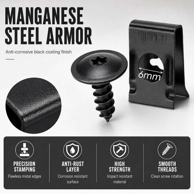Set Universal de Clips en U y Tornillos Metálicos para Coche