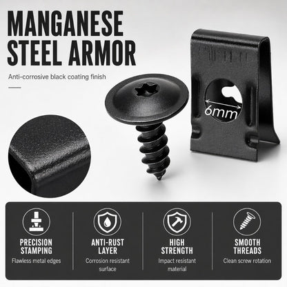 Set Universal de Clips en U y Tornillos Metálicos para Coche