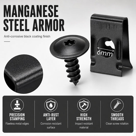 Set Universal de Clips en U y Tornillos Metálicos para Coche