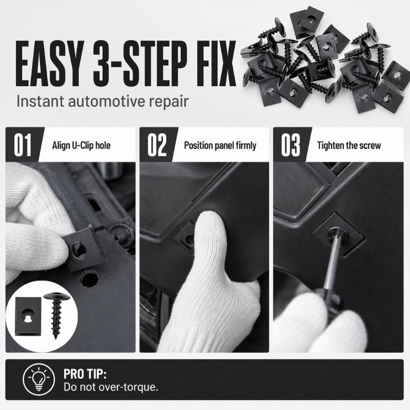 Set Universal de Clips en U y Tornillos Metálicos para Coche
