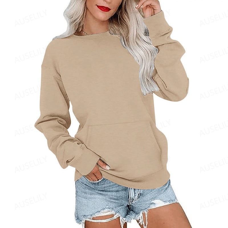Sudadera Casual Holgada con Cuello Redondo para Mujer
