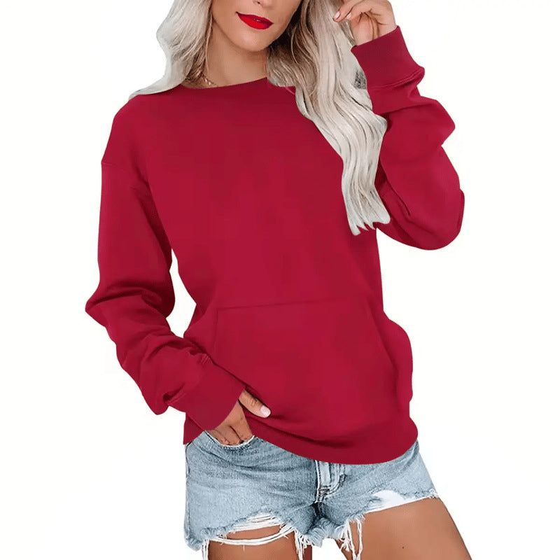Sudadera Casual Holgada con Cuello Redondo para Mujer