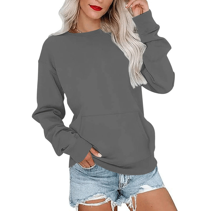 Sudadera Casual Holgada con Cuello Redondo para Mujer