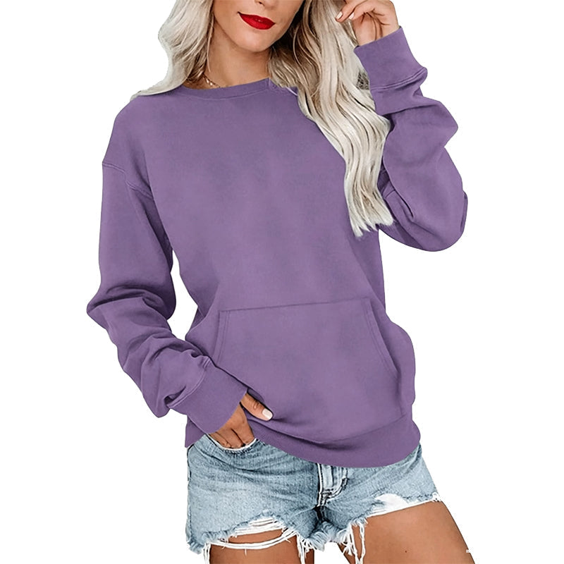 Sudadera Casual Holgada con Cuello Redondo para Mujer