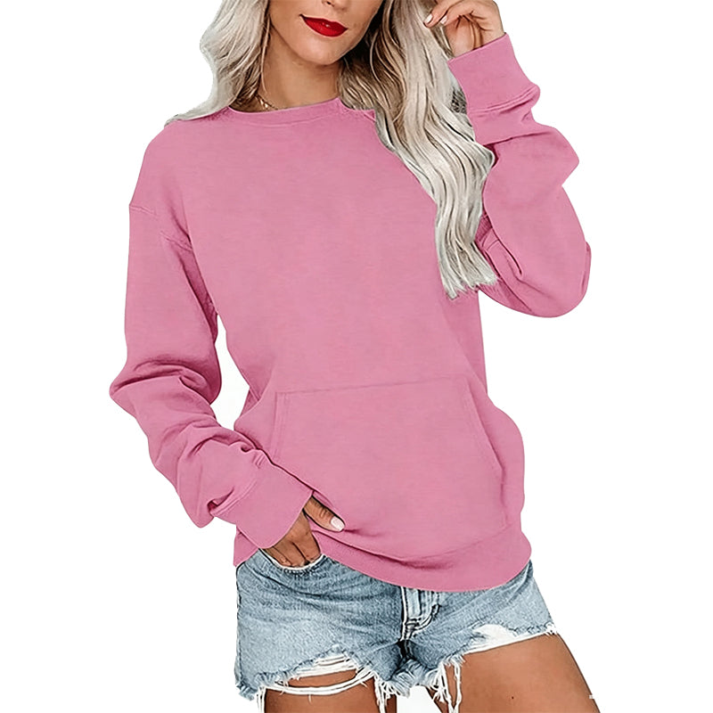 Sudadera Casual Holgada con Cuello Redondo para Mujer