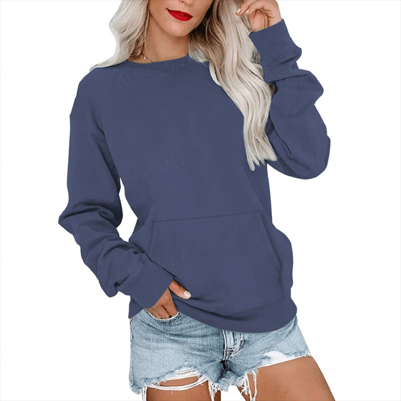 Sudadera Casual Holgada con Cuello Redondo para Mujer