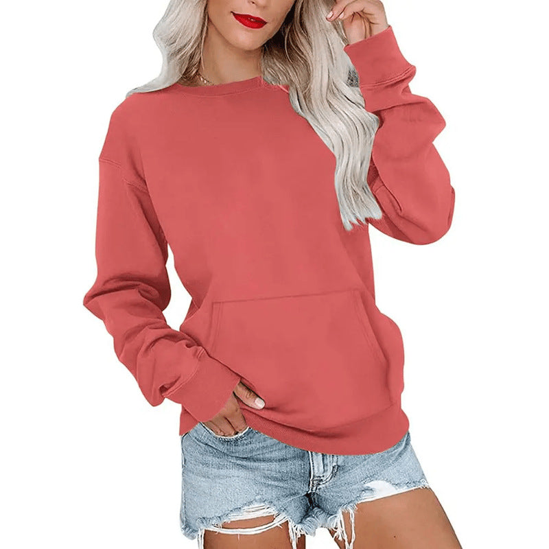 Sudadera Casual Holgada con Cuello Redondo para Mujer