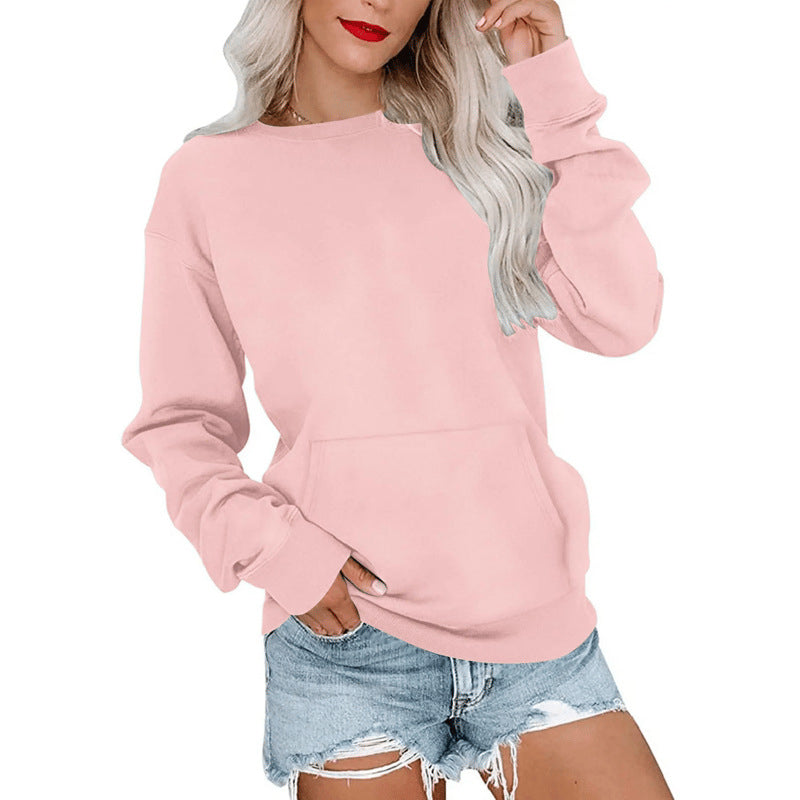 Sudadera Casual Holgada con Cuello Redondo para Mujer