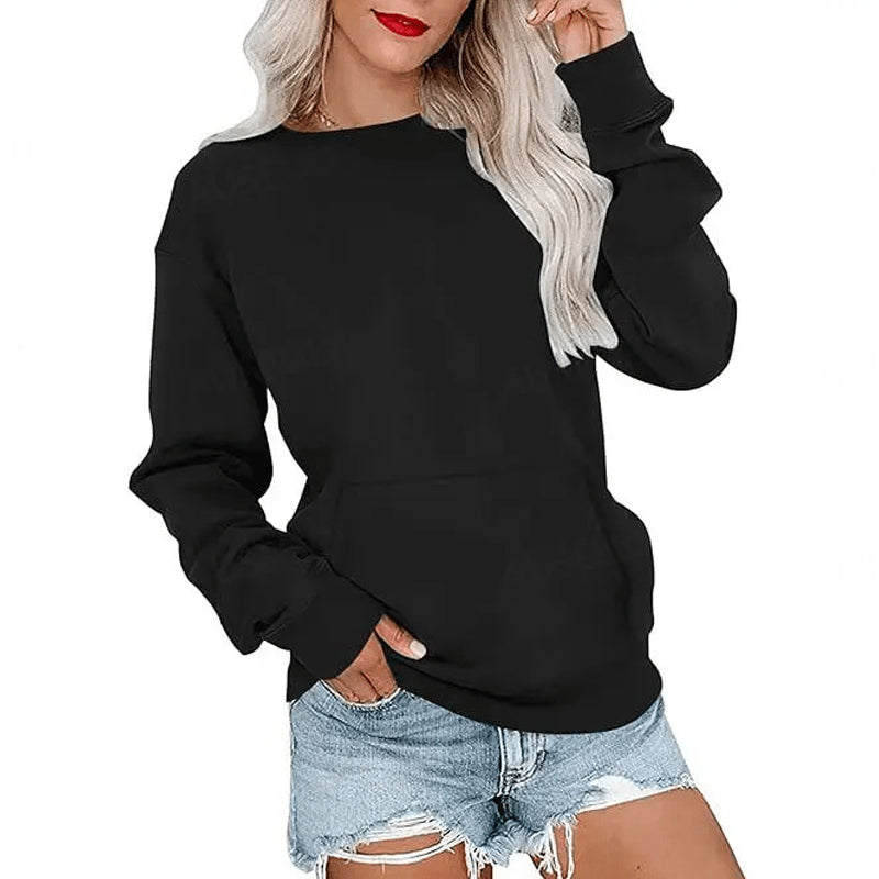 Sudadera Casual Holgada con Cuello Redondo para Mujer