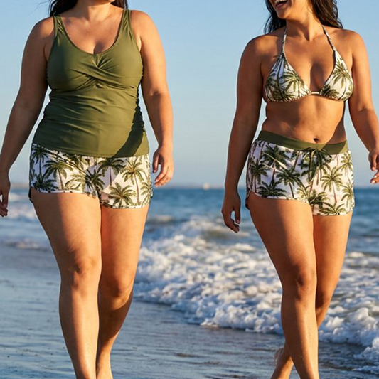 Conjunto de Traje de Baño Tankini de 3 Piezas con Shorts para Mujer