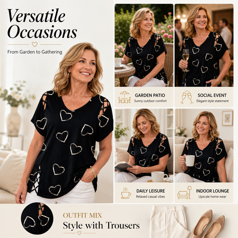 🎉 ¡TIEMPO LIMITADO 50% DE DESCUENTO! 👚 Camiseta de escote en V recortada – Chic 🌸 de corbata lateral sin esfuerzo