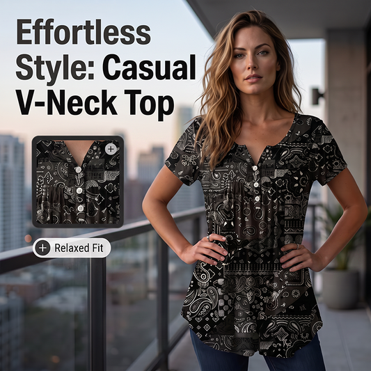 Camiseta casual de escote en V para mujer