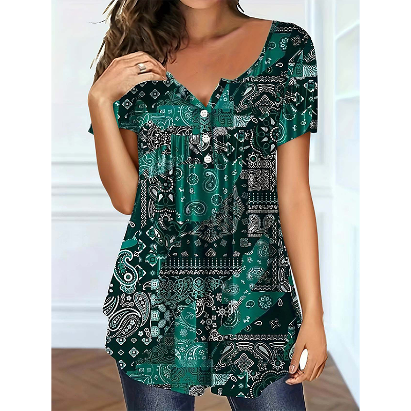 Camiseta casual de escote en V para mujer