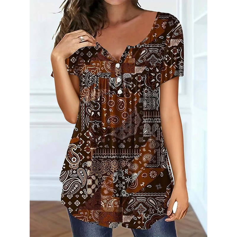 Camiseta casual de escote en V para mujer