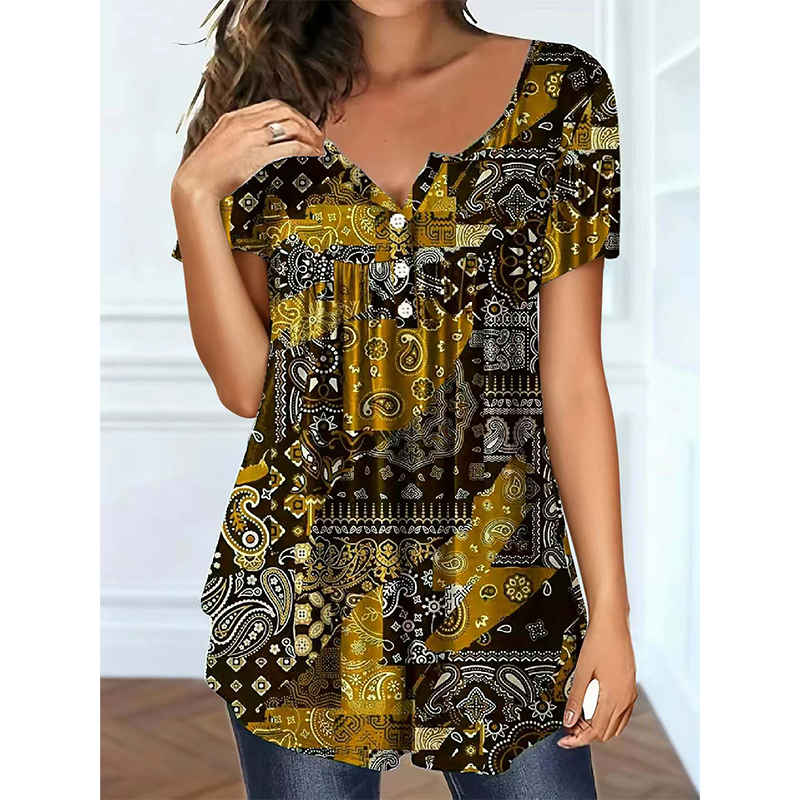 Camiseta casual de escote en V para mujer
