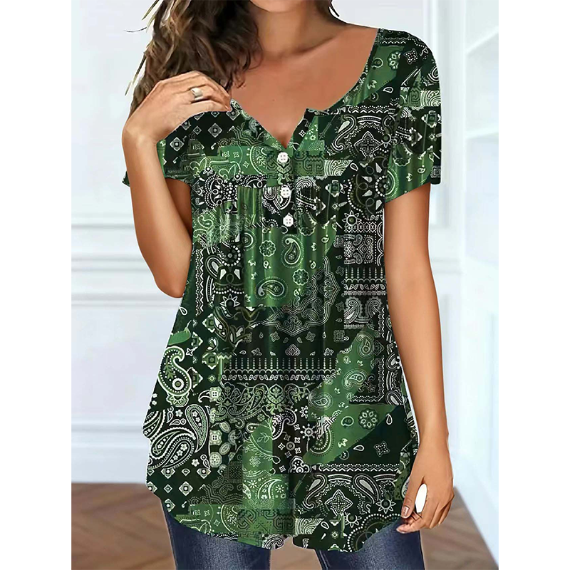 Camiseta casual de escote en V para mujer