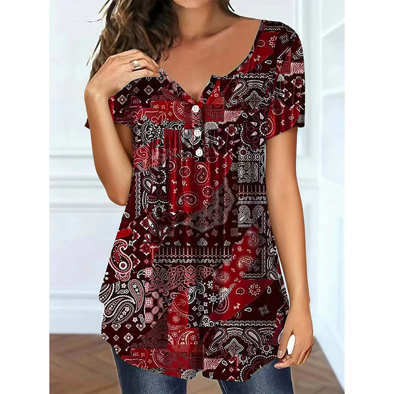 Camiseta casual de escote en V para mujer
