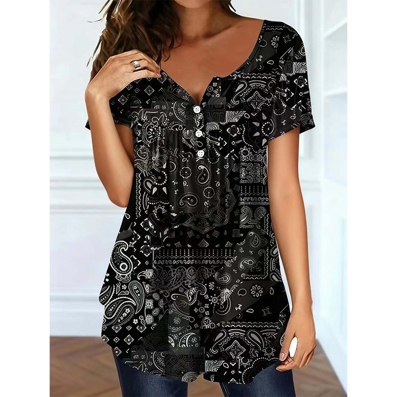 Camiseta casual de escote en V para mujer