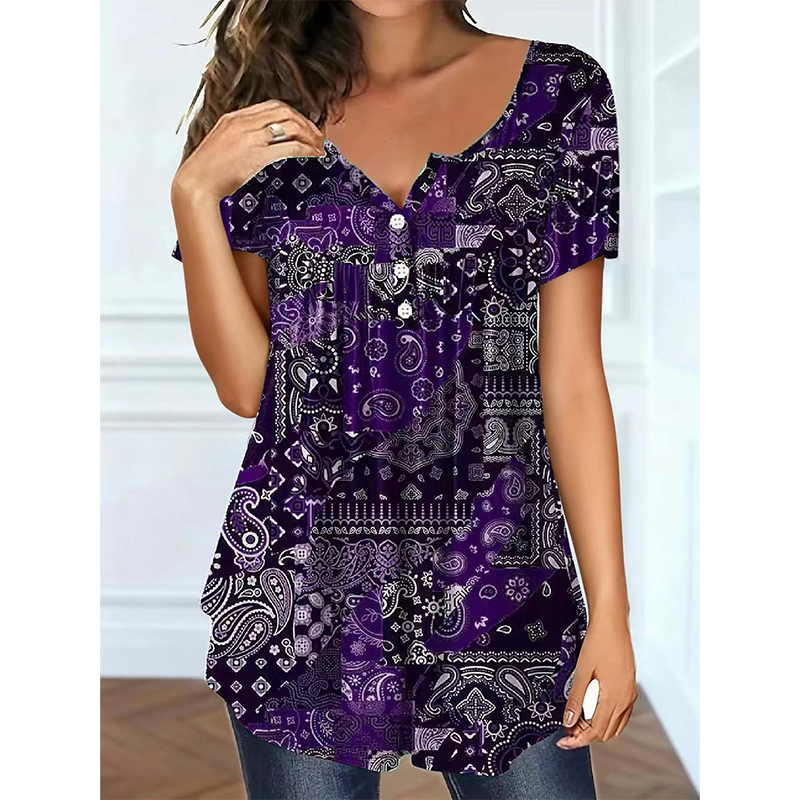 Camiseta casual de escote en V para mujer