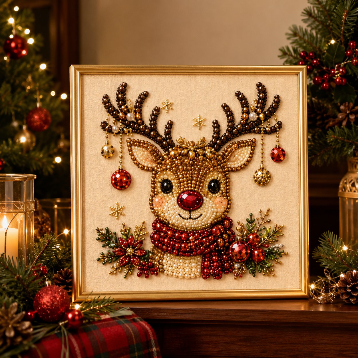 🎨💎Kit de manualidades de Navidad para crear un cuadro de diamantes con perlas