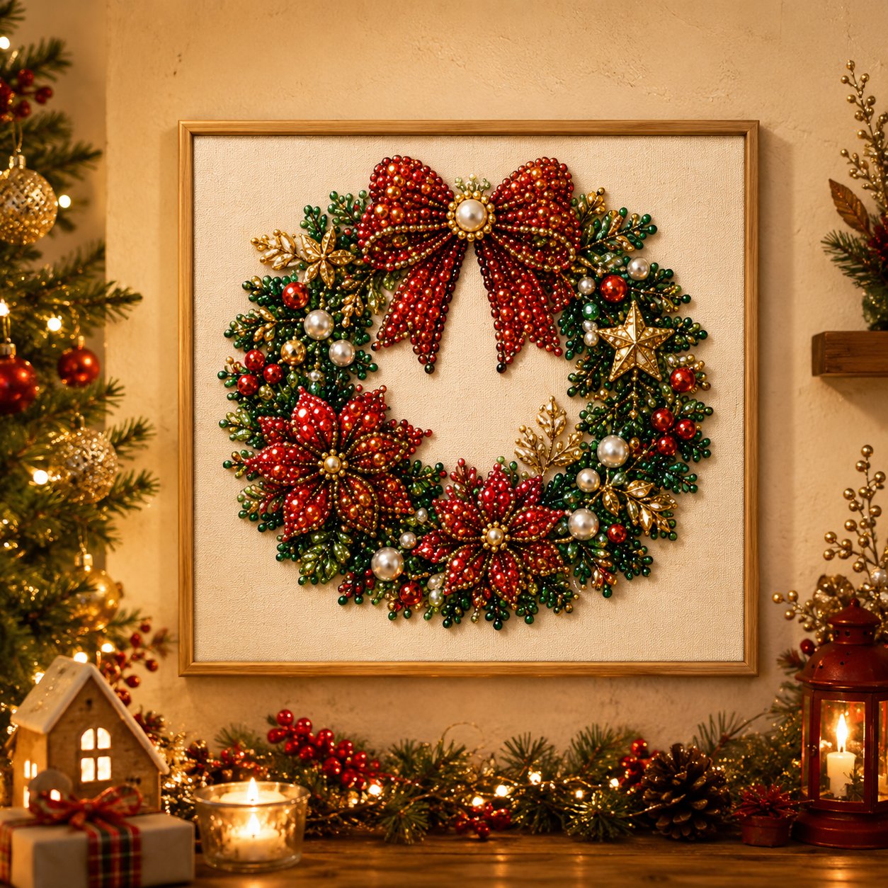 🎨💎Kit de manualidades de Navidad para crear un cuadro de diamantes con perlas