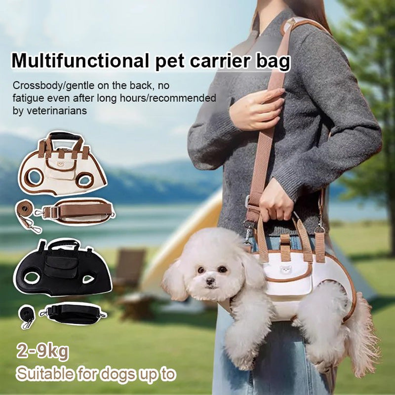 🐾 ¡50% DE DESCUENTO POR TIEMPO LIMITADO! 🎒 Mochila y Bolso Bandolera Portátil y Transpirable para Mascotas – 2 en 1, Correa Acolchada, Ajustable 🚶
