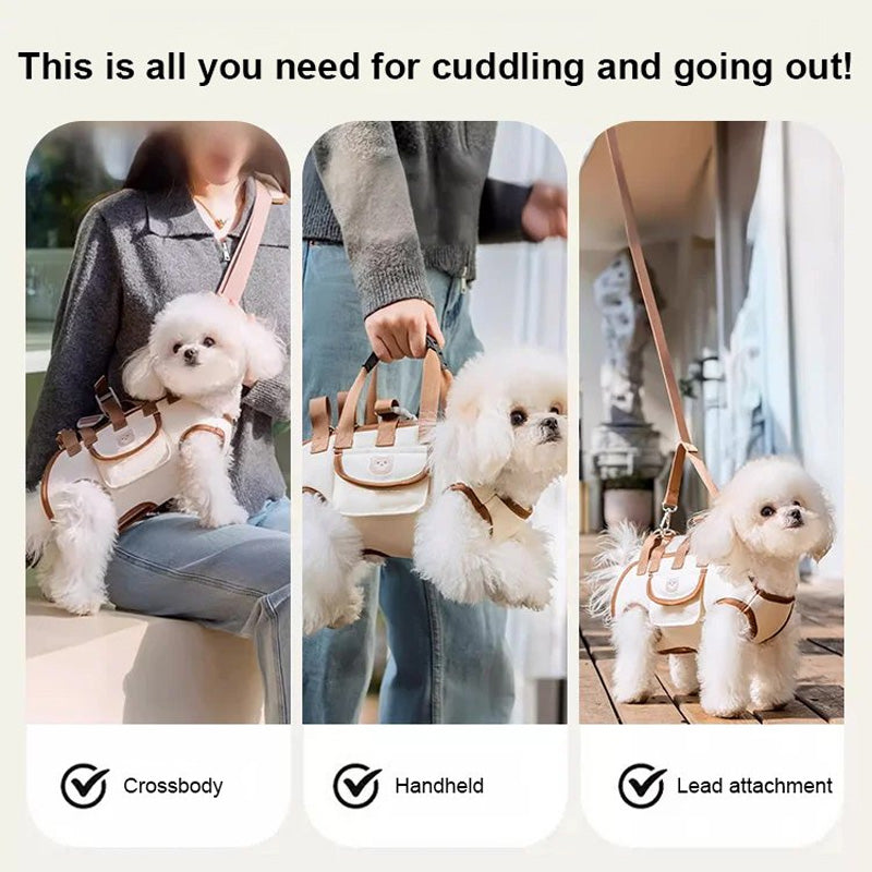 🐾 ¡50% DE DESCUENTO POR TIEMPO LIMITADO! 🎒 Mochila y Bolso Bandolera Portátil y Transpirable para Mascotas – 2 en 1, Correa Acolchada, Ajustable 🚶