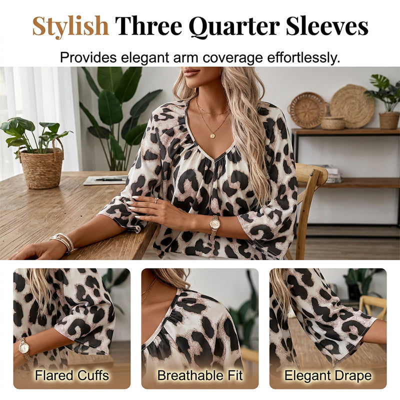 Chic Leopard Print Commuter Blouse