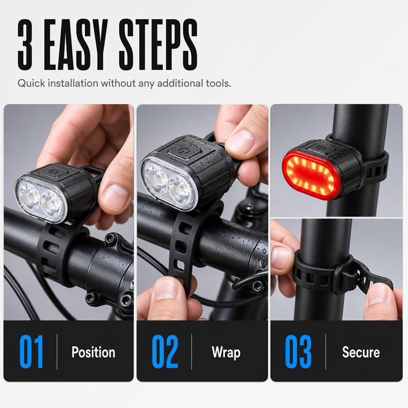 ⏳Juego🚲🔦 de luces recargables USB con 50% de descuento⏰por tiempo limitado