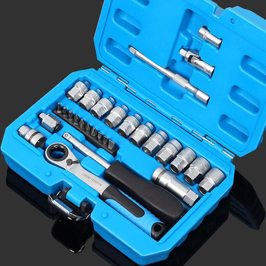 🔧 Kit de Llave de Trinquete con Vasos de 29 Piezas