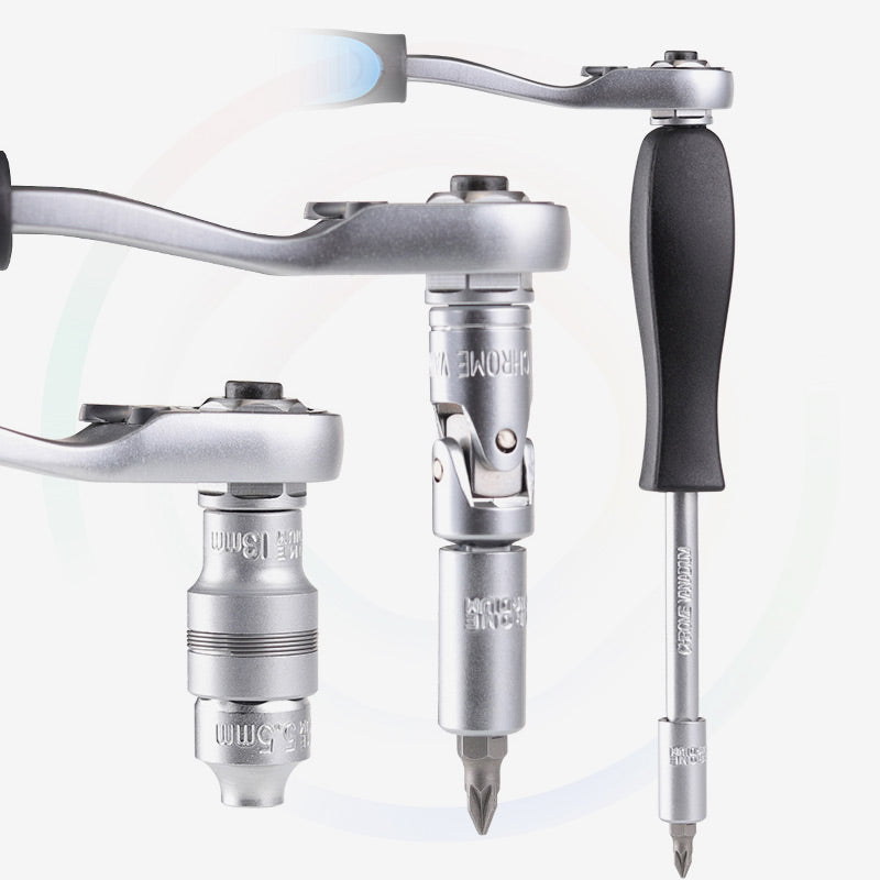 🔧 Kit de Llave de Trinquete con Vasos de 29 Piezas