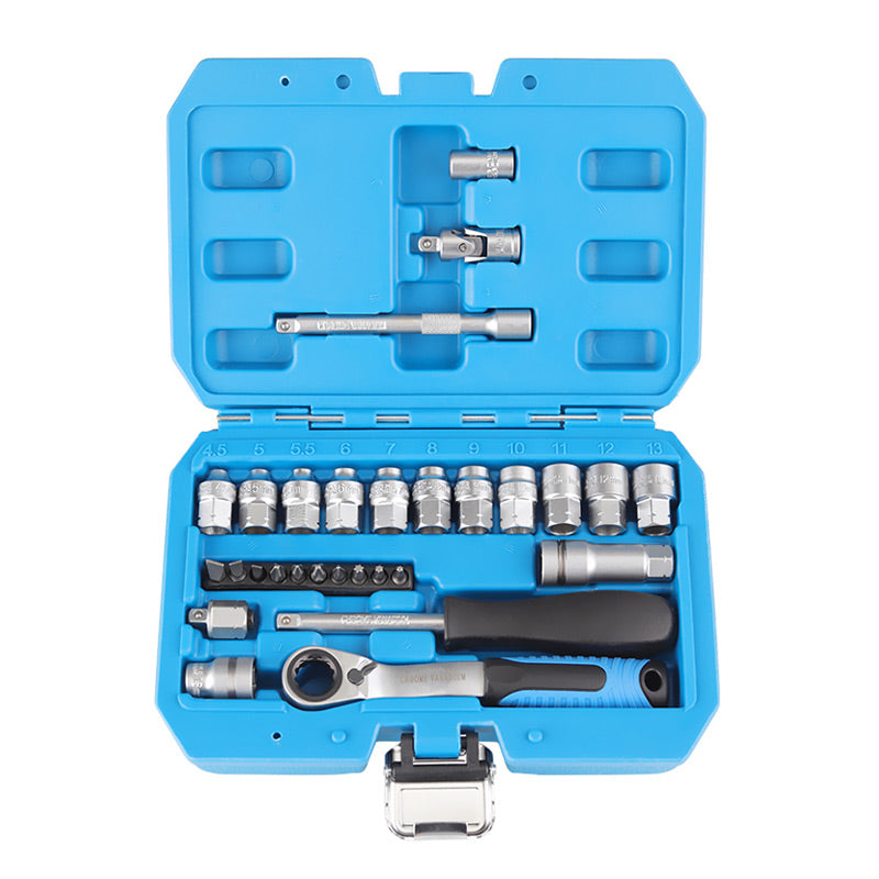 🔧 Kit de Llave de Trinquete con Vasos de 29 Piezas