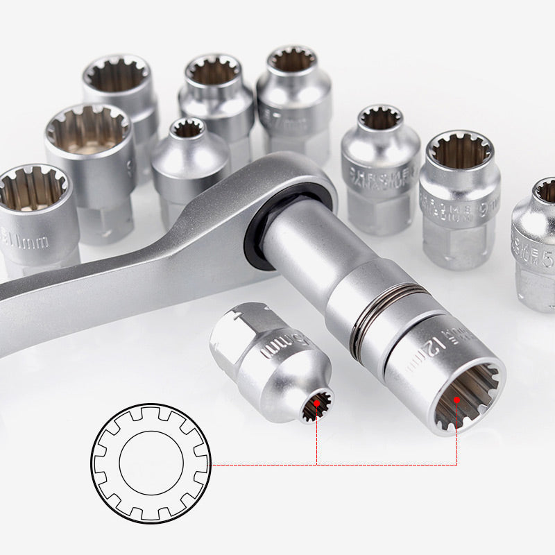🔧 Kit de Llave de Trinquete con Vasos de 29 Piezas
