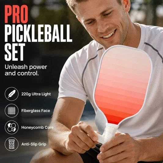 🥎 ¡50% DTO AHORA! Set de Pickleball Degradado – 2 Palas de Fibra de Vidrio, 4 Pelotas y Bolsa Portadora – Aprobado USAPA, Ligero y Perfecto para Principiantes y Adultos, Interior y Exterior ✨