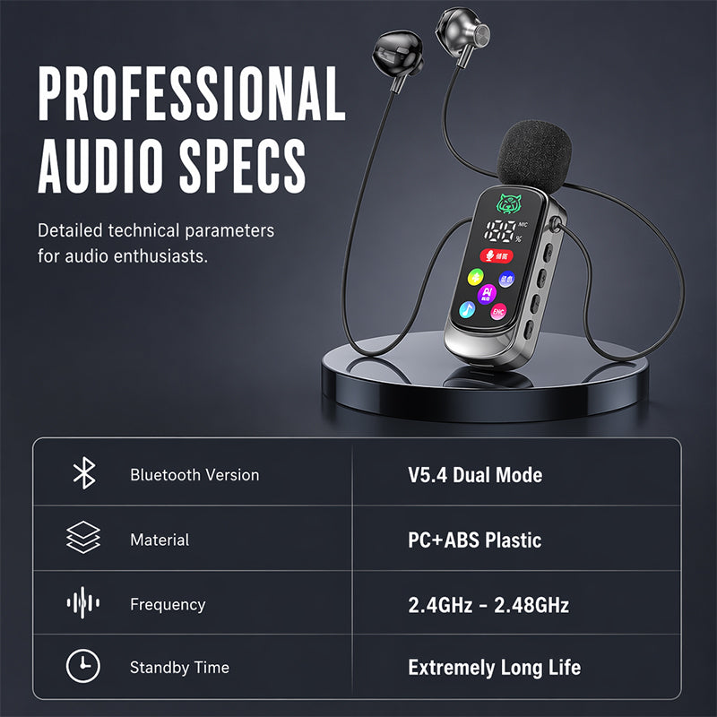 Auriculares Bluetooth Karaoke con Clip de Solapa Seguro