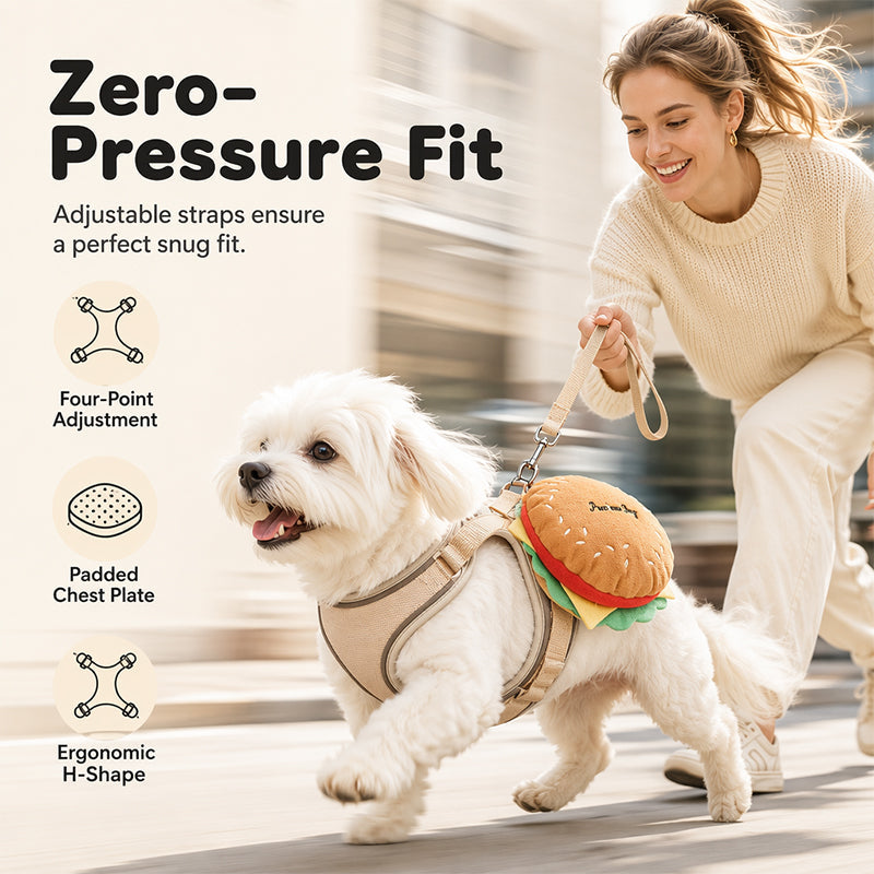 ⏳50% Off⏰Cute Hamburger Pet Harness and Leash Set with Mini Backpack🍔🦮