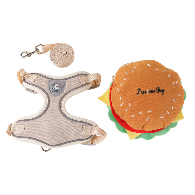 ⏳50% Off⏰Cute Hamburger Pet Harness and Leash Set with Mini Backpack🍔🦮