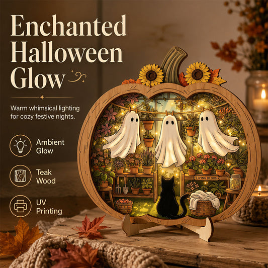 🎉 ¡50% DESCUENTO POR TIEMPO LIMITADO! 🎃 Decoración de Mesa de Calabaza de Madera para Halloween – Construcción de Madera de Doble Capa con Encanto Festivo 🍂