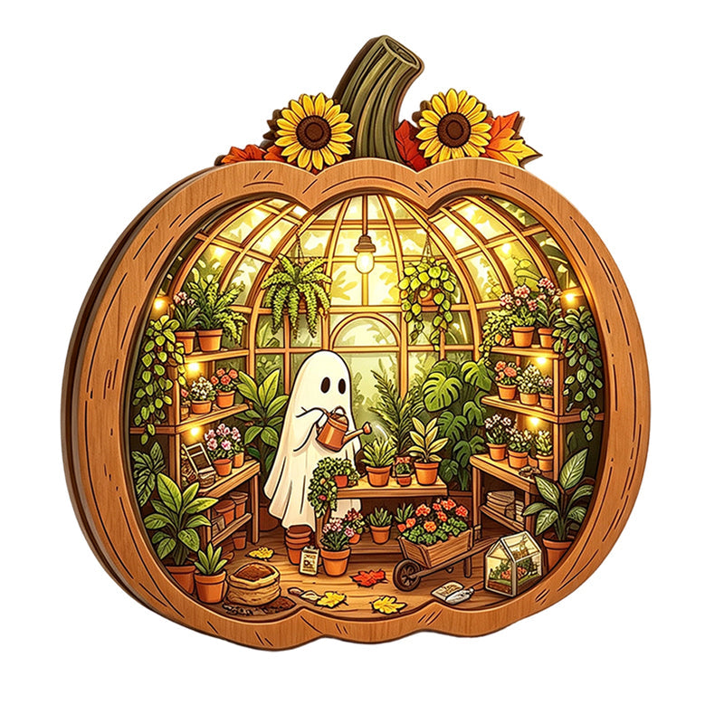 🎉 ¡50% DESCUENTO POR TIEMPO LIMITADO! 🎃 Decoración de Mesa de Calabaza de Madera para Halloween – Construcción de Madera de Doble Capa con Encanto Festivo 🍂