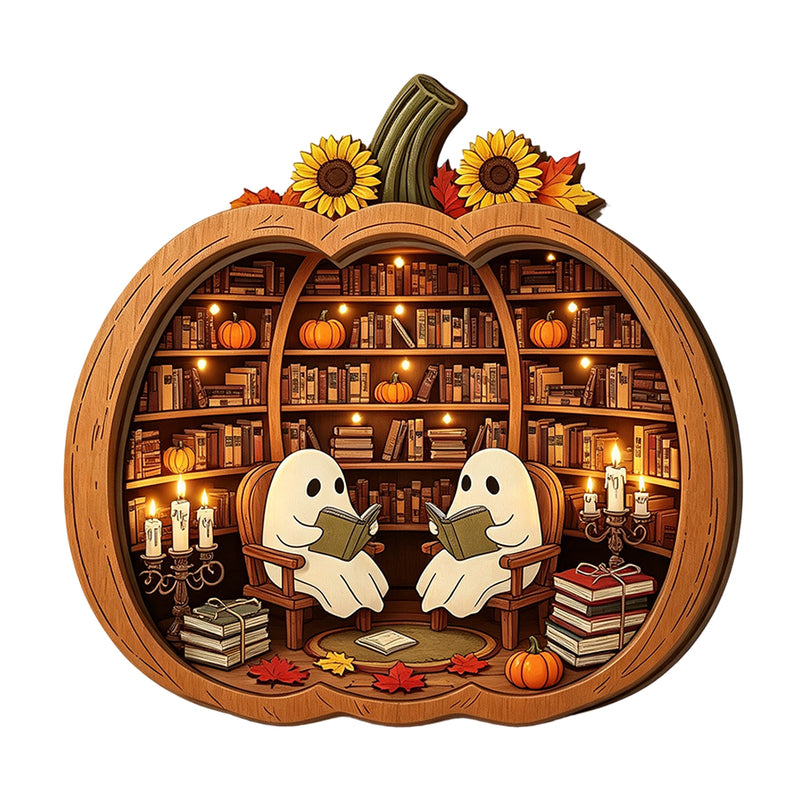 🎉 ¡50% DESCUENTO POR TIEMPO LIMITADO! 🎃 Decoración de Mesa de Calabaza de Madera para Halloween – Construcción de Madera de Doble Capa con Encanto Festivo 🍂