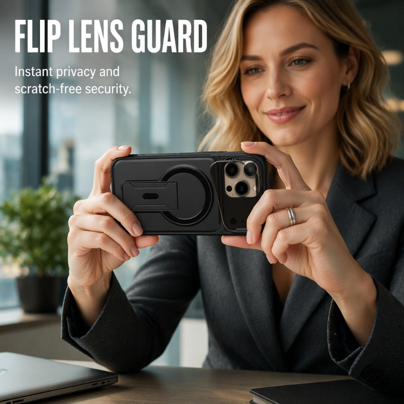 🚨 Final Chance Sale ⏳Magnetic Phone Case with Flip Lens Cover & Kickstand