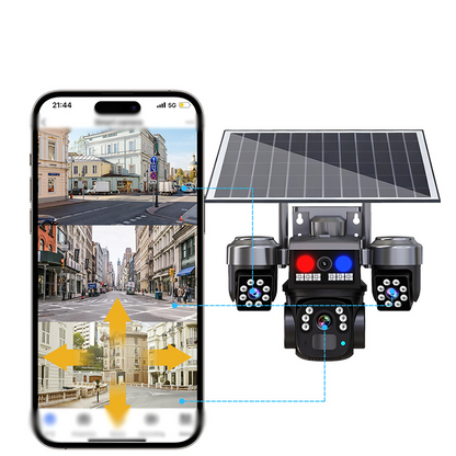 🔋 ¡50% DESCUENTO – Cámara de Vigilancia Solar Inalámbrica – 3 Objetivos, 3 Imágenes Simultáneas, Visión Nocturna, IP66 – Perfecta para Casa y Jardín ☀️