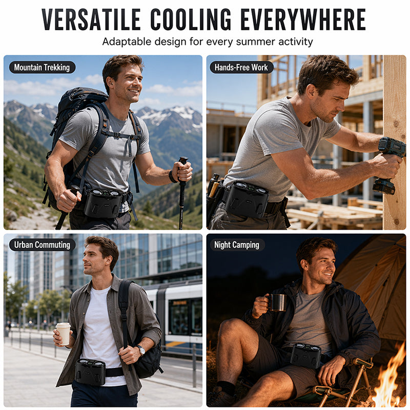 ❄️Portable Waist Clip Fan with Dual-Core Ice Cooling