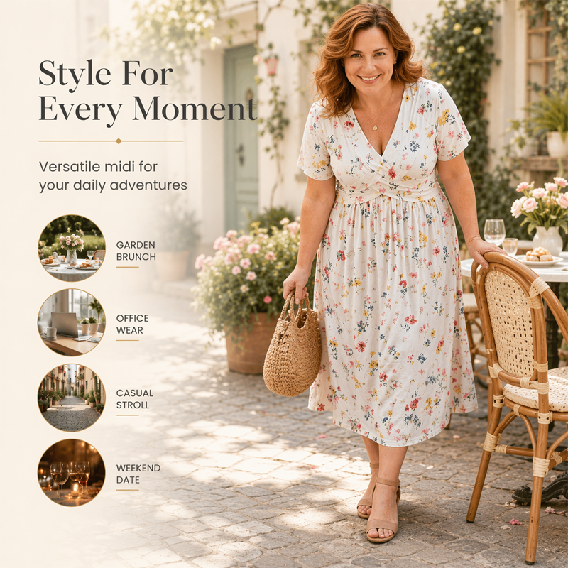 👗🔥 ¡OFERTA 50% OFF! Vestido Floral de Mujer con Escote en V – Elegante, Favorecedor y Perfecto para Cualquier Ocasión ✨