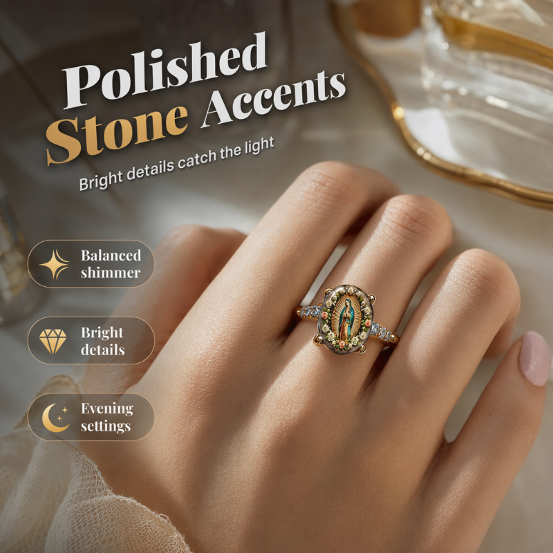 🌸 50% OFF NOW! 🌸Vintage Gold Virgin Mary Oval Crystal Ring