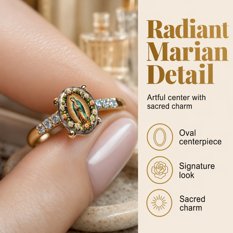 🌸 50% OFF NOW! 🌸Vintage Gold Virgin Mary Oval Crystal Ring