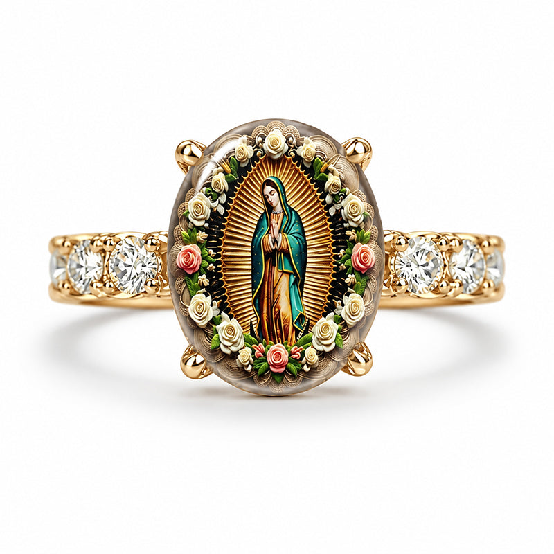 🌸 50% OFF NOW! 🌸Vintage Gold Virgin Mary Oval Crystal Ring