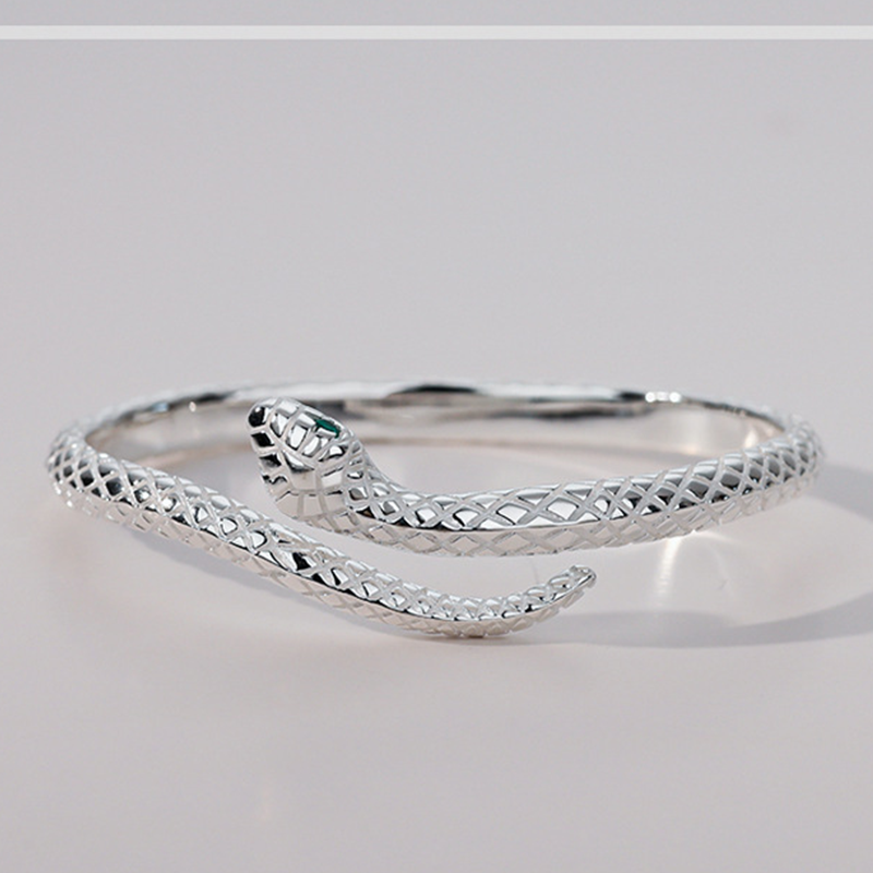 🎉 ¡TIEMPO LIMITADO 50% OFF! 🐍 Pulsera Brazalete Vintage de Serpiente – Brazalete Abierto Ajustable con Detalles de Escamas Texturizadas y Ojos Verdes ✨