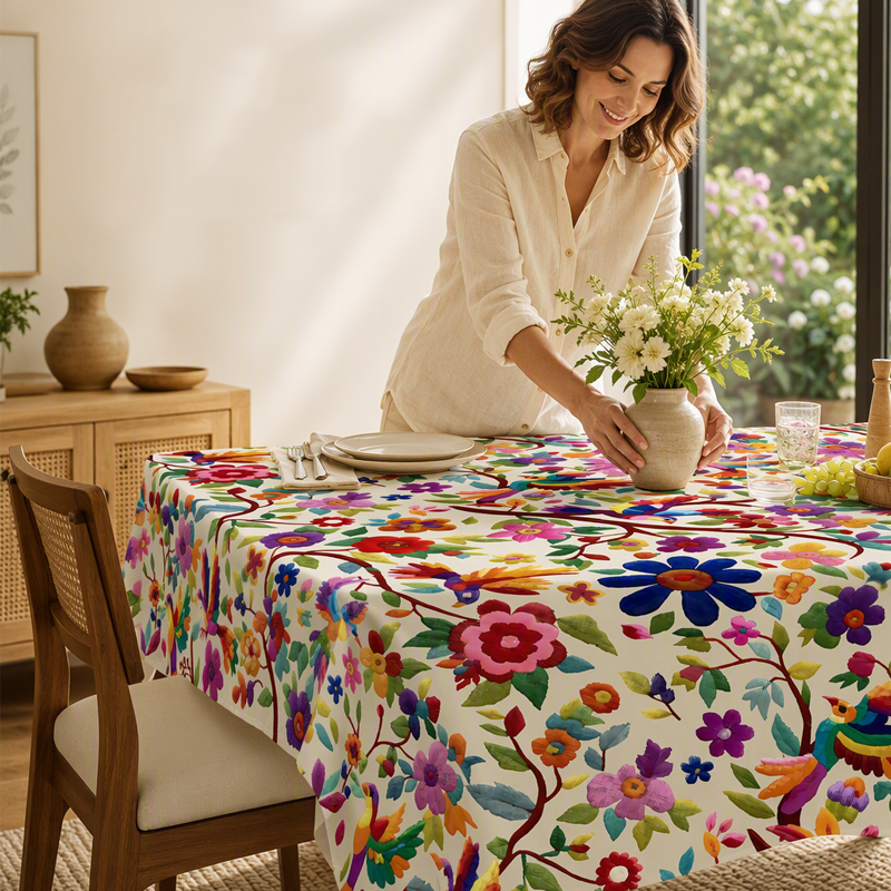 🎉 ¡OFERTA 2026 50% DESCUENTO! 💞 Mantel Floral Retro – Diseño Vibrante de Pájaros y Flores para Comedor y Fiestas 🌸