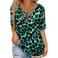 🎁New Arrivals 50% OFF💥Women's Short Sleeve Leopard Lace-Up Loose Top